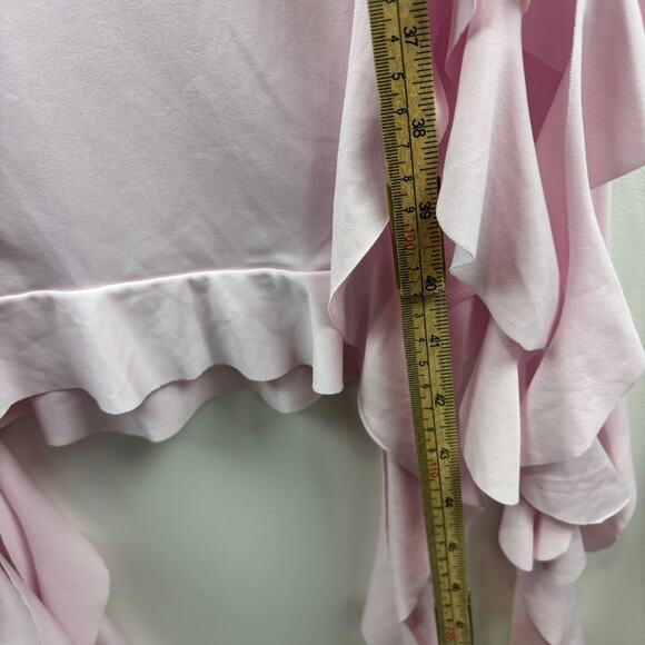 Shein Pastel Pink Fairycore Dress Midi Side Slit Ruffles Y2K - Picture 8 of 9